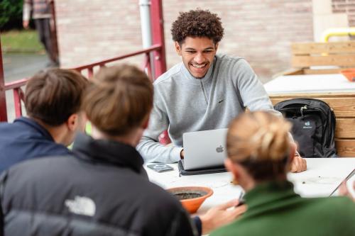 happy student on campus